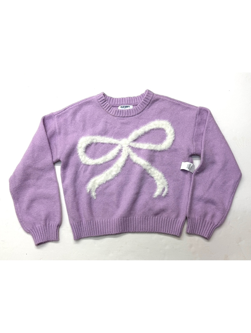 NWT Old Navy Lavender Sosoft Sweater With Fuzzy Bow Girls Size XS 5